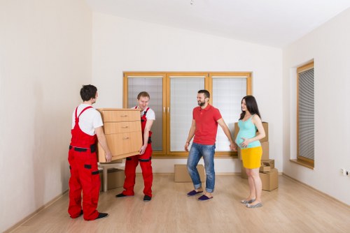 Packed boxes and furniture prepared for local removals