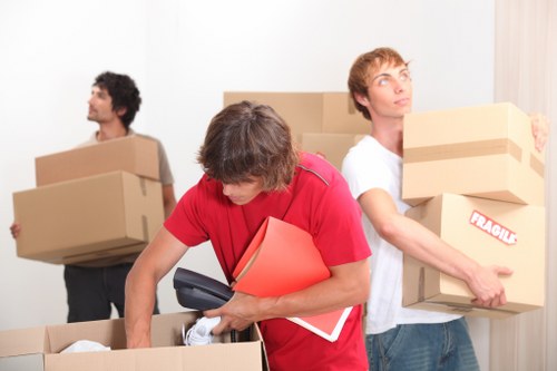 Boxes and household items prepared for relocation in Muswell Hill